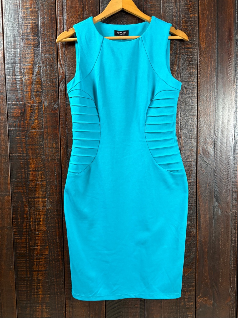 Spense Sleeveless Turquoise Sheath Dress 6 Petite - Picture 2 of 6
